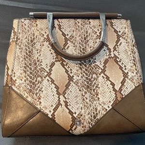 Kate Landry Snakeskin Tote Bag Brown